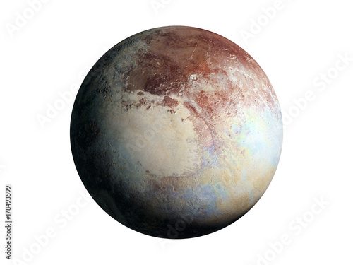 dwarf planet Pluto isolated on white background