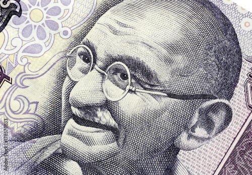 Biella, Italy - October 29, 2017. Banknote with Mahatma Gandhi portrait. Reserve Bank of India