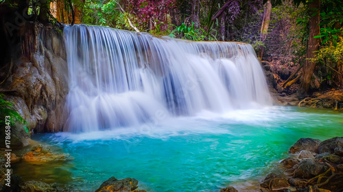 waterfall and leaves change color.