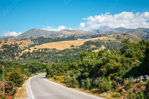 Beautiful mountain landscape near Kritsa Village, Katharo Plateau, Crete, Greece