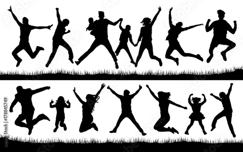 Jumping people silhouette vector