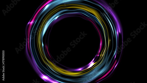 Colorful glowing electric neon rings background