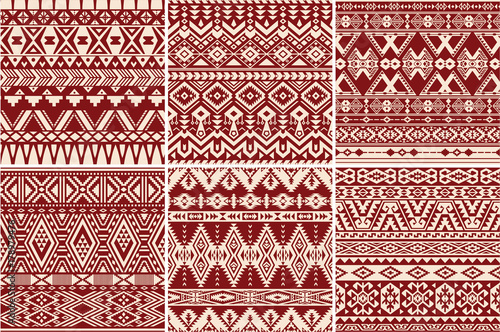 Set of 6 native american vector seamless patterns