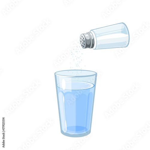 Glass of salted water for rinsing sore throat. Vector illustration cartoon flat icon isolated on white.