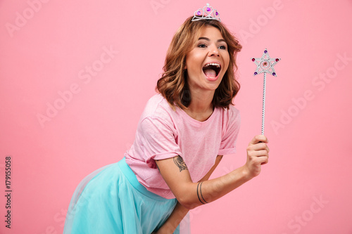 Portrait of a smiling cheery girl dressed in fairy costume