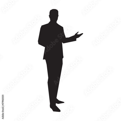 Business presenter in suit, vector silhouette