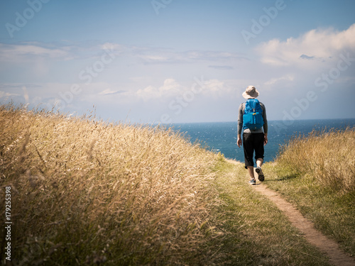 man walking on Camino de Santiago