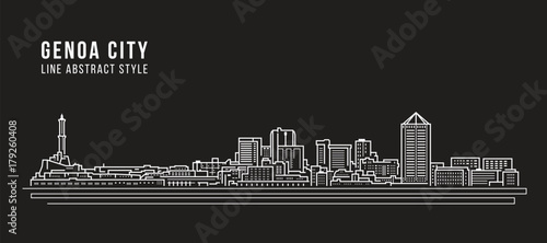 Cityscape Building Line art Vector Illustration design - Genoa city