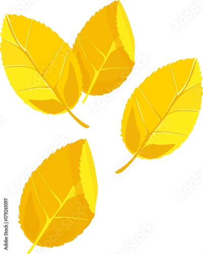 Background with flying yellow fall leaves