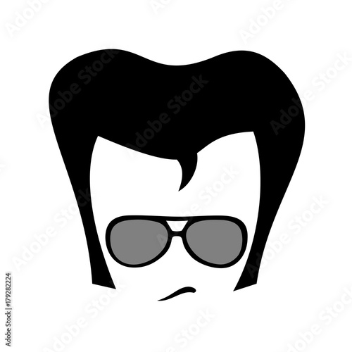 Charming and cool man with retro fashionable sunglasses, haircut and hairstyle. Oldstyle fashion. Vector illustration