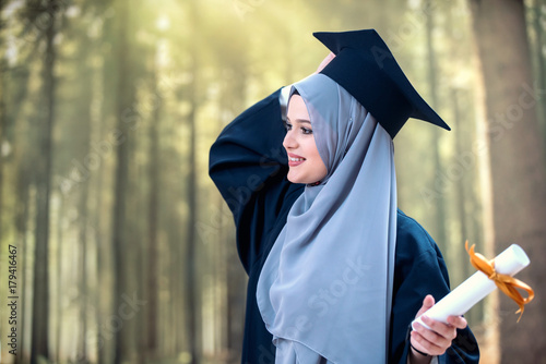 proud pretty muslim girl graduation