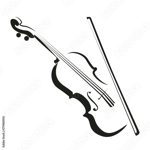 Stylized violin icon logo vector. 