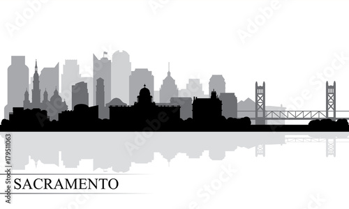 Sacramento city skyline silhouette background