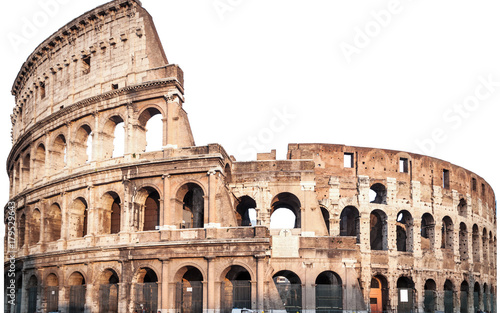 Zamyka up Colosseum odizolowywający na bielu w Rzym, Włochy