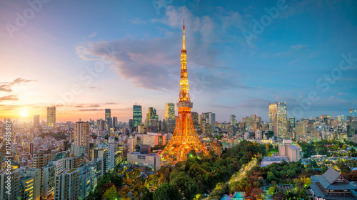 City view with Tokyo Tower, Tokyo, Japan