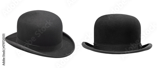 Two stylish black bowler hat