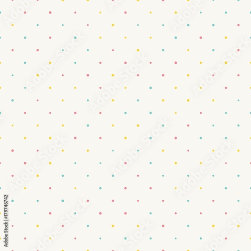 Seamless polka dot pattern with light background. Vector repeating texture.