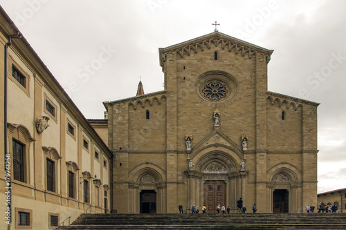Front of the Cathedral of Arrezo, Tuscany, Italy.