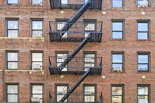 Black metal fire escape in Brooklyn