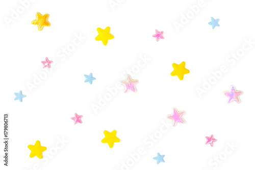 Pastel star paper cut on white background - isolated