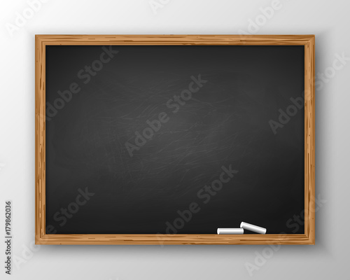 Blackboard with wooden frame, dirty chalkboard