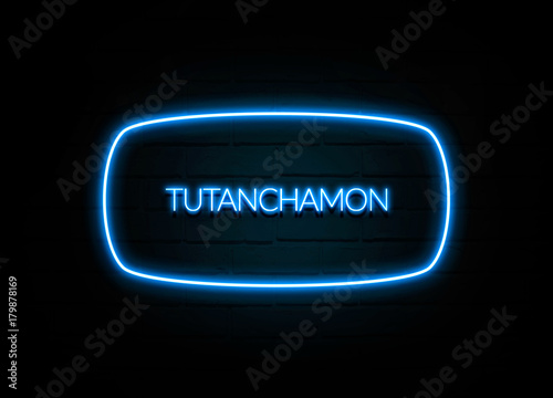 Tutanchamon - colorful Neon Sign on brickwall