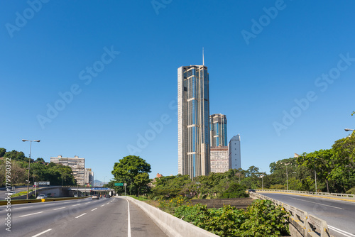 Twin towers of Central Park in Caracas, Venezuela, on a sunny day