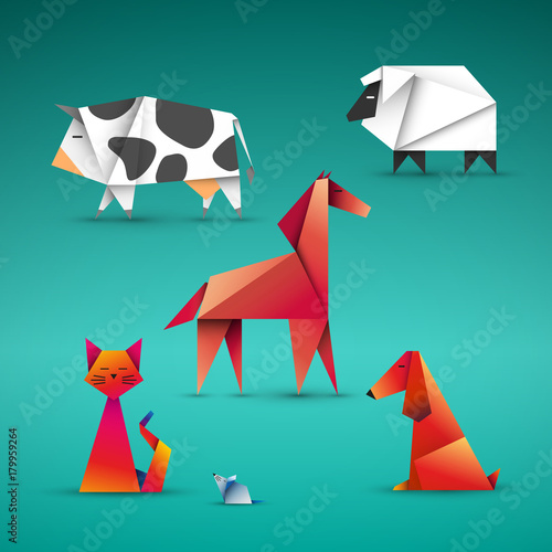 zwierzęta origami wektor