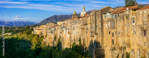 Beautiful italian villages. Sant'agata de Goti -impressive medieval town on the rock . Italy,Campania