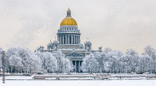 Saint Isaac's Cathedral in winter, Saint Petersburg, Russia