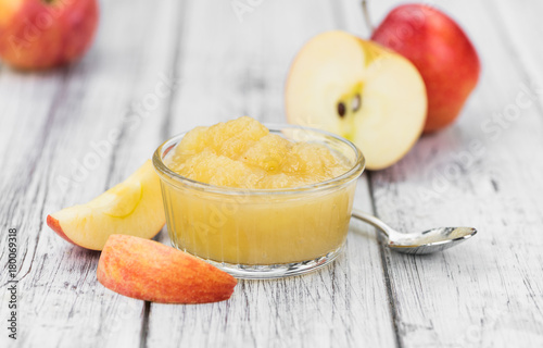 Portion of homemade Applesauce (selective focus)