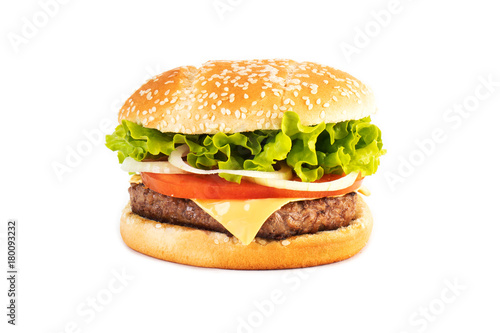 Hamburger sous fond blanc