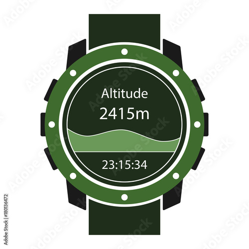 Hiking watches icon. Handwatch for outdoor sport activity. Vector illustrator.