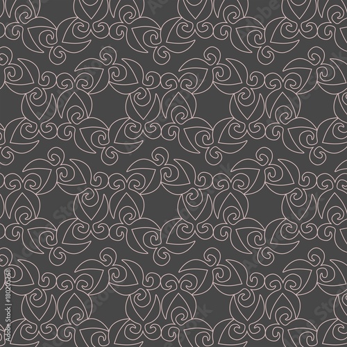 Geometric f contour pattern on gray background. Hand drawn abstract background.