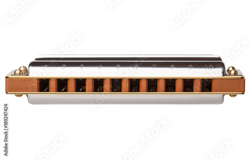 Diatonic harmonica isolated on white background
