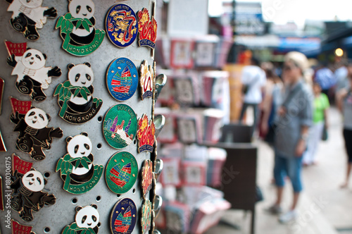 hong kong, stanley market, souvenir, magnet, fridge magnet, magnets, stanley, market, stall, Asia, china, hk, hongkong, shopping, souvenirs, panda, panda magnet, panda souvenir; 