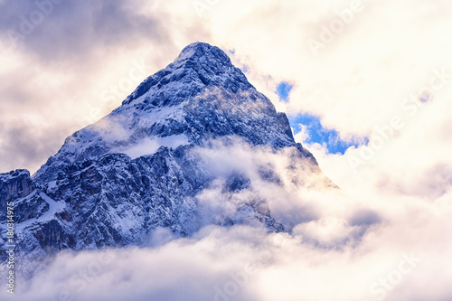 Winter landscape with view to the Zugspitze