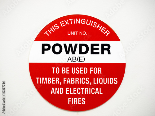 Dry chemical powder fire extinguisher sign