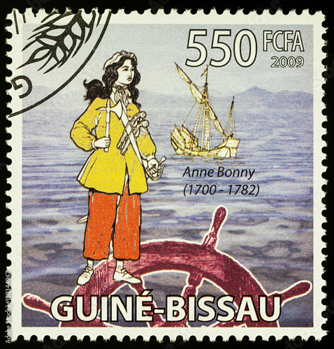 Anne Bonny - famous pirate in the Caribbean on postage stamp