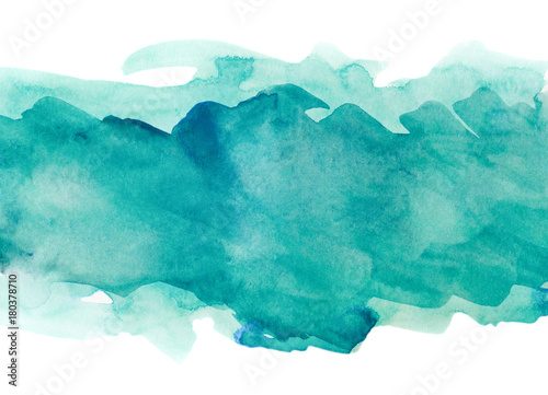 Aquamarine watercolor strip multilayered