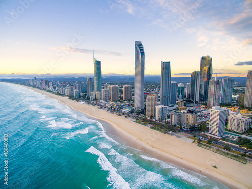 An aerial view of Surfers Paradise on the Gold Coast, Australia