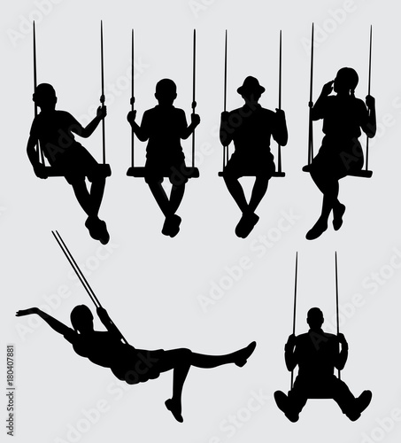 swing playing people silhouette. Good use for symbol, logo, web icon, mascot, sticker, sign, or any design you want