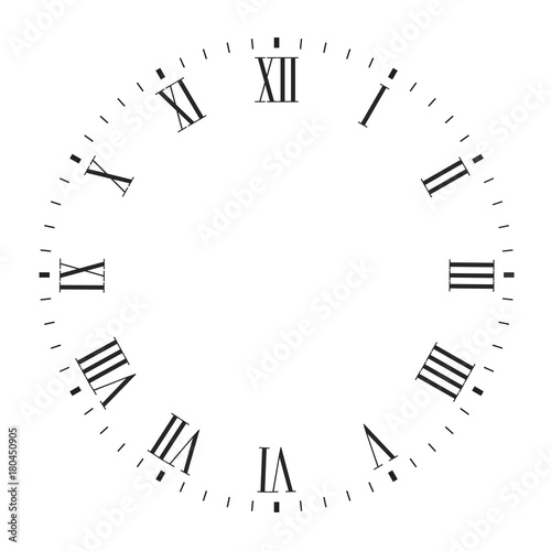 Vector clock face blank with roman numerals