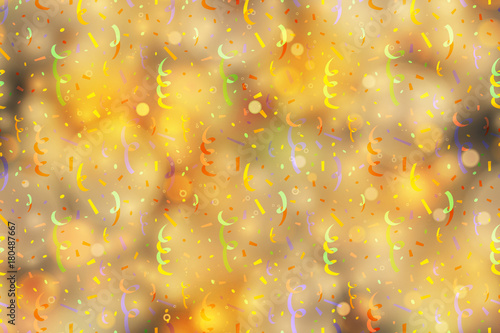 Bright magic light with serpantin and confetti, abstract new year background
