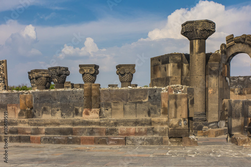 Ruins of Zvartnots (celestial angels) temple Armenia, Central Asia,