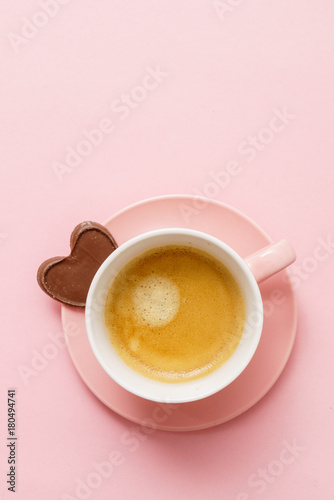 coffee with chocolate hearts