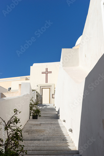Stairs up to the church in Fira, Santorini