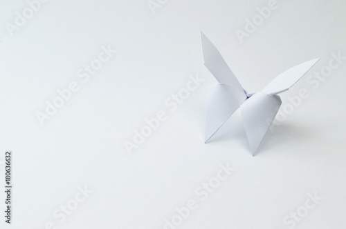 origami butterfly close up on white background