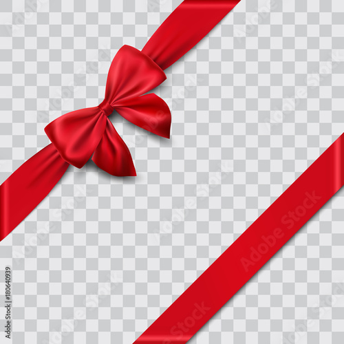 red satin ribbon and bow vector illustration