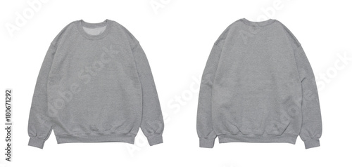 Blank sweatshirt color grey template front and back view on white background